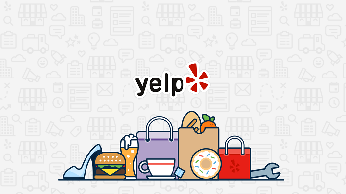 yelp logo and shopping bags